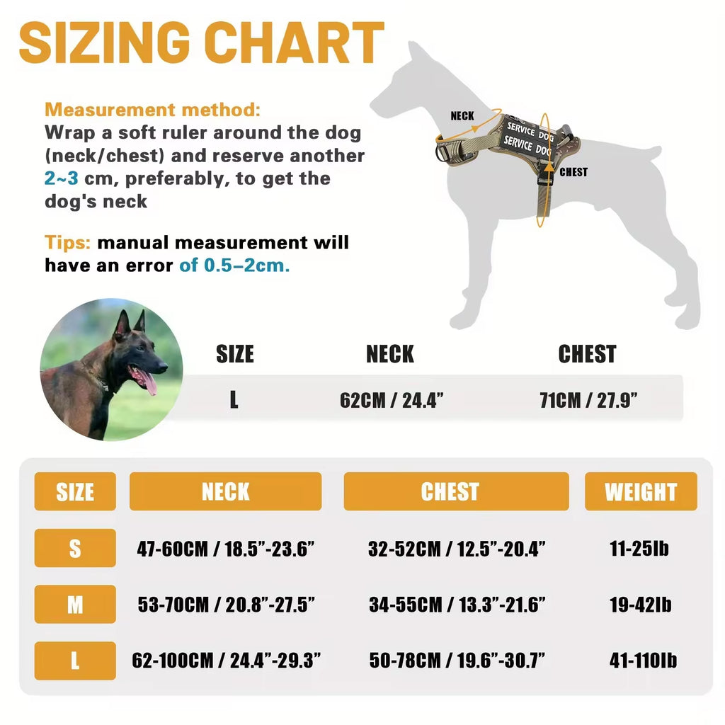 Tactical Service Dog Harness With Handle, No-Pull Adjustable Reflective Pet Vest Harness For Easy Walking And Training