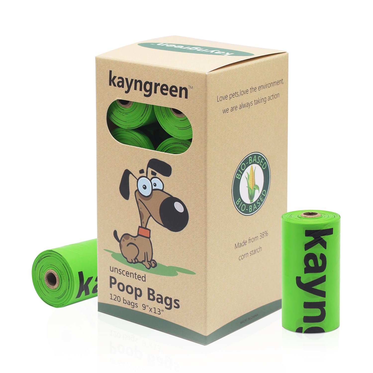 Kayngreen Dog Poop Bags Rolls120 Count Unsecnted Extra Thick Pet Waste Bags9 X 13 Inches Corn Starch Blend Durable Bags for Small and largre dogs