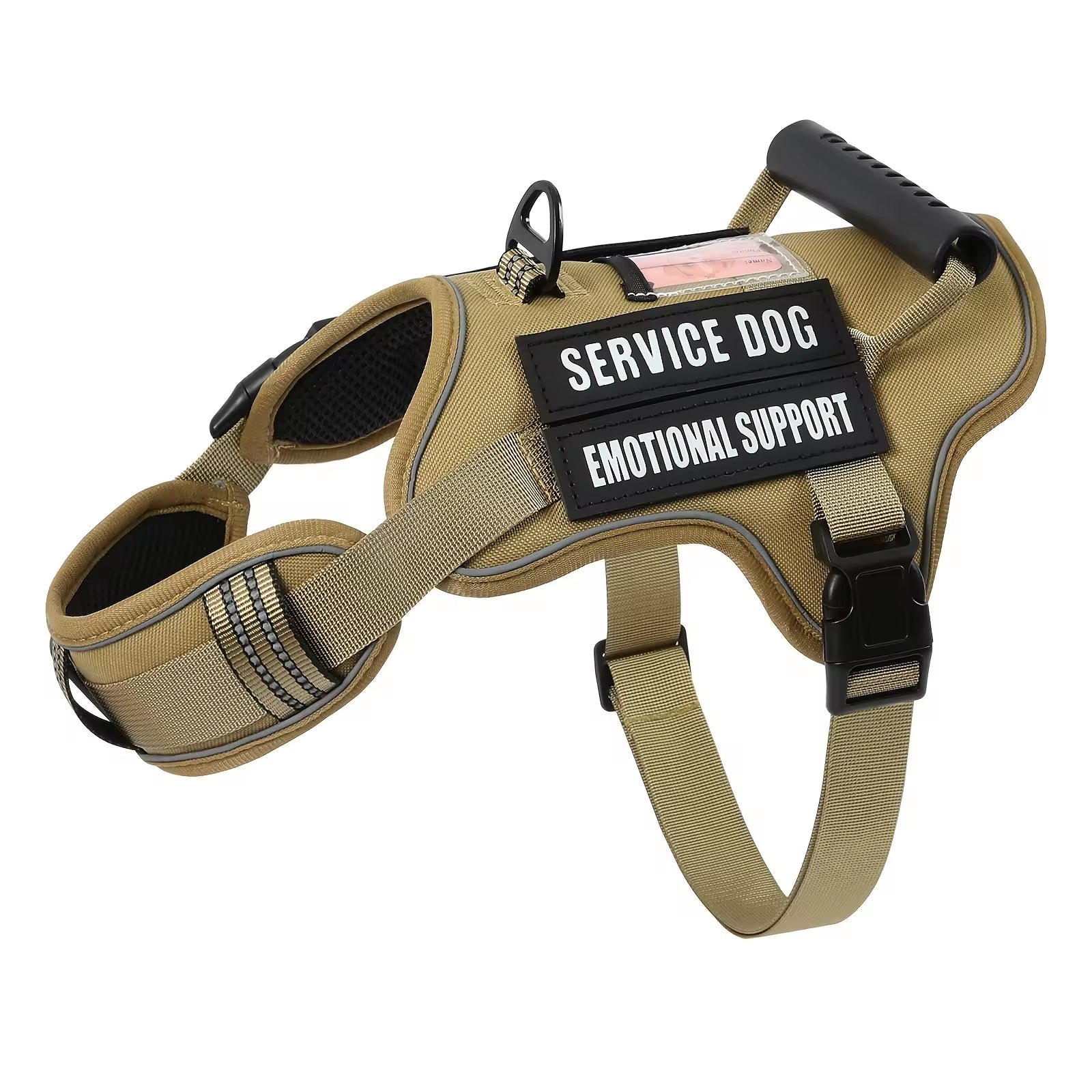 Tactical Service Dog Harness With Handle, No-Pull Adjustable Reflective Pet Vest Harness For Easy Walking And Training