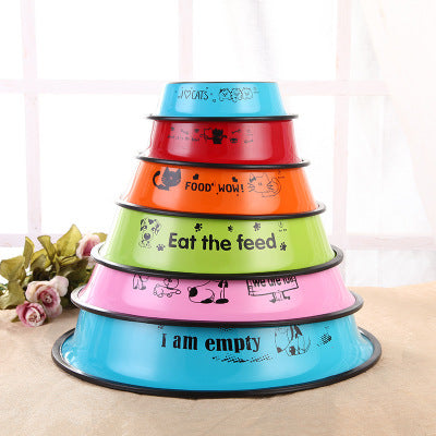 Stainless Steel Dog Bowl with Colorful Print